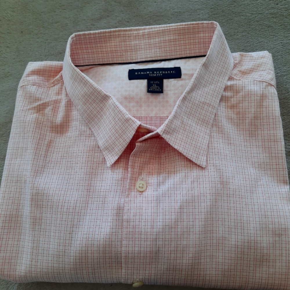 Banana Republic Pink and White Button-down 17-17 1/2 XL long sleeve